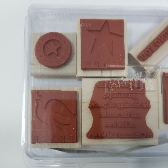 Stampin Up WISHING YOU Set of 6 Wood Rubber Stamps 2006 Stamping Up Peace Love - Picture 6 of 12